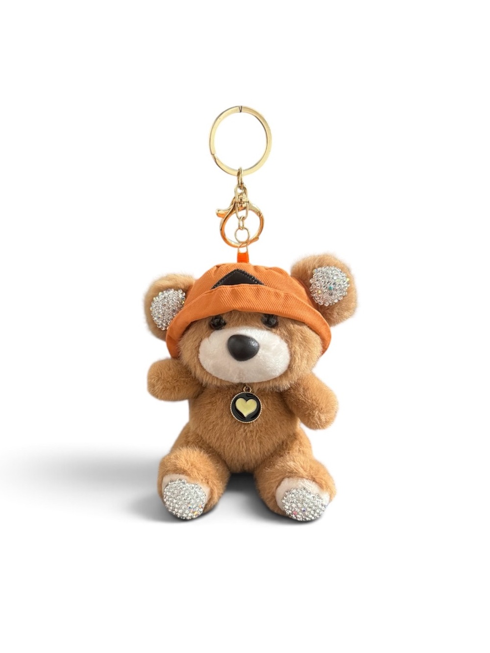 Orange Bucket Hat Teddy Bear Keychain & Bag Charm